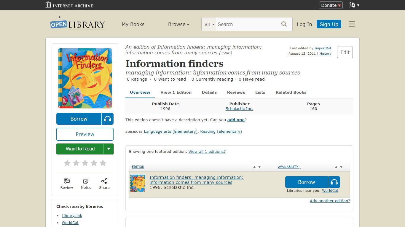 Information finders (1996 edition) | Open Library